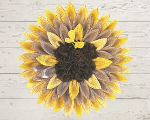 Large burlap sunflower door decor, Easter sunflower spring wreath, housewarming